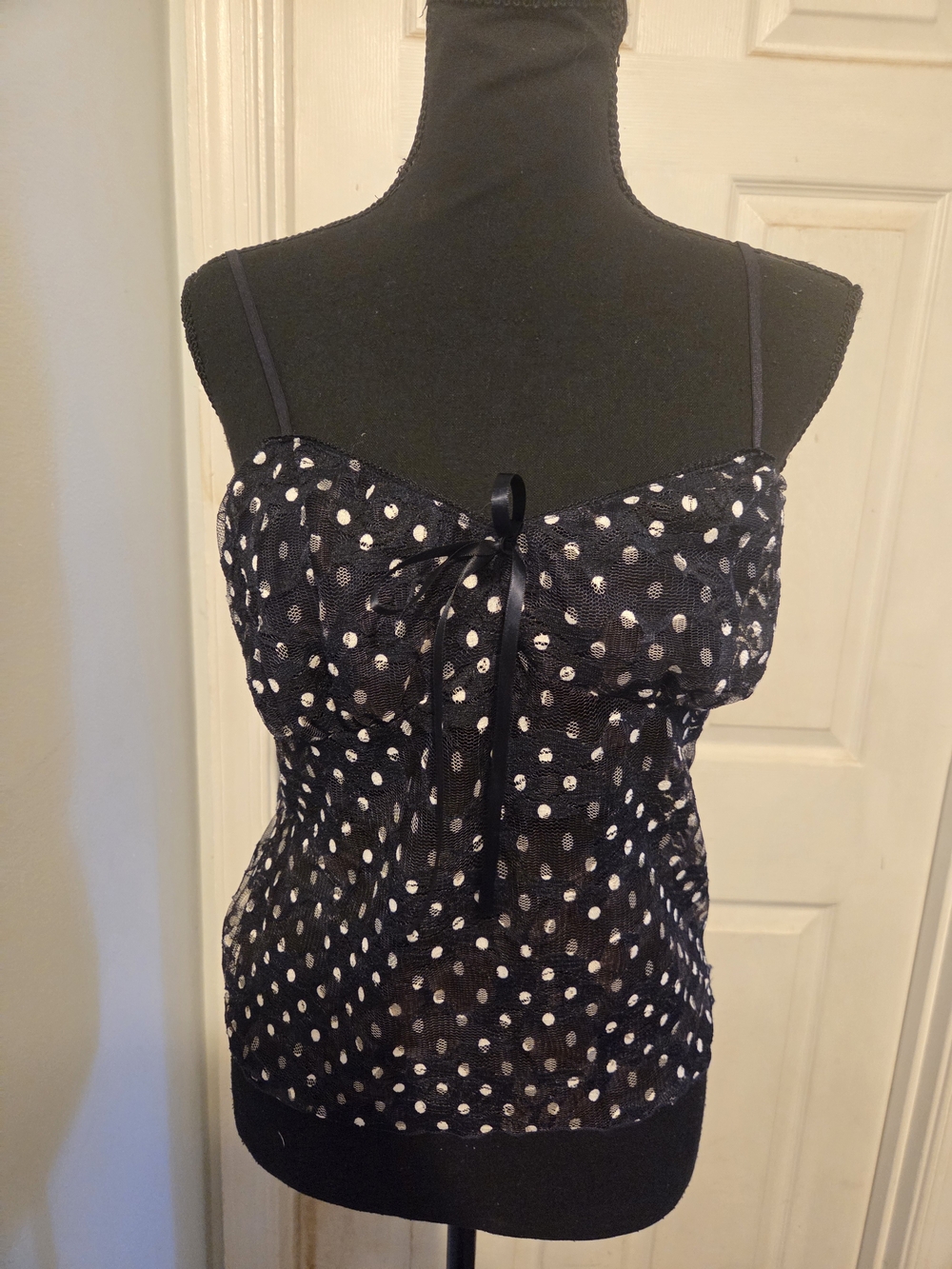 Electric Behaviour Black Polka Dot Lace Cami